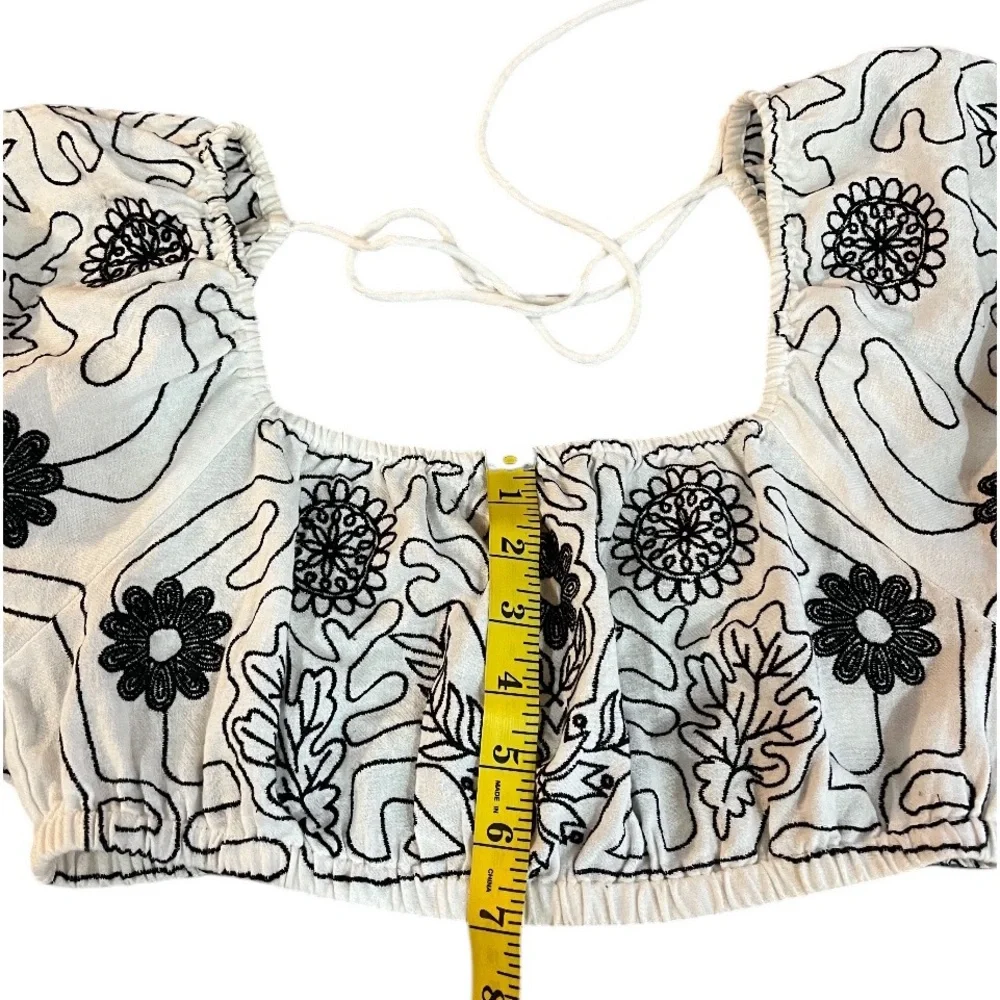 Free People Lotus embroidered White Floral  Off-Shoulder Top,Large - Picture 6 of 7